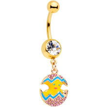 Load image into Gallery viewer, Clear Gem Gold Tone Funky Painted Easter Egg Chick Dangle Belly Ring