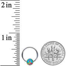 Load image into Gallery viewer, 16G 3/8 Rainbow Tie Dye Peace Sign Hinged Segment Ring