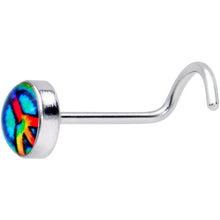 Load image into Gallery viewer, 18G 1/4 Rainbow Tie Dye Peace Sign Left Nose Screw