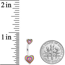 Load image into Gallery viewer, Rainbow Tie Dye Heart Valentines Day Double Mount Belly Ring