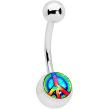Load image into Gallery viewer, Rainbow Tie Dye Peace Sign Belly Ring