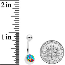 Load image into Gallery viewer, Rainbow Tie Dye Peace Sign Belly Ring