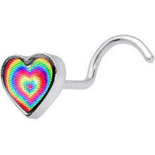 Load image into Gallery viewer, 18G 1/4 Rainbow Tie Dye Heart Valentines Day Left Nose Screw