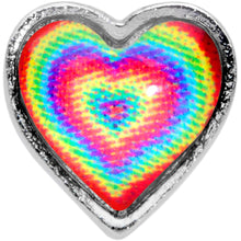 Load image into Gallery viewer, 18G 1/4 Rainbow Tie Dye Heart Valentines Day Left Nose Screw