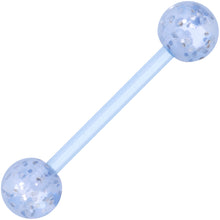 Load image into Gallery viewer, Blue Bioplast Glitter Half Ball Barbell Tongue Ring Set of 4