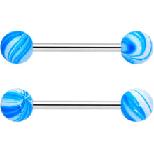 Load image into Gallery viewer, Blue Bioplast Glitter Half Ball Barbell Tongue Ring Set of 4