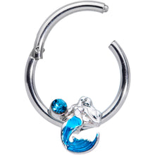 Load image into Gallery viewer, 16G 3/8 Aqua Gem Blue Mermaid Hinged Segment Ring