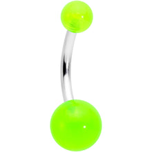 Load image into Gallery viewer, Green Gem UV Glow Color Swirl Dinosaur Belly Ring Set of 4