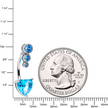 Load image into Gallery viewer, Blue CZ Gem Triple Drop Heart Belly Ring