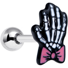 Load image into Gallery viewer, 16G 1/4 Skeleton Hand Bow Halloween Cartilage Tragus Earring