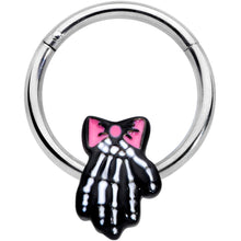 Load image into Gallery viewer, 16G 3/8 Skeleton Hand Bow Halloween Hinged Segment Ring