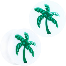 Load image into Gallery viewer, White Acrylic Green Palm Tree Saddle Plug Set