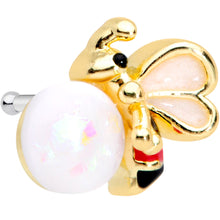Load image into Gallery viewer, 20G 1/4 White Faux Opal Gold Tone Insect Nose Bone