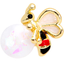 Load image into Gallery viewer, 20G 1/4 White Faux Opal Gold Tone Insect Nose Bone