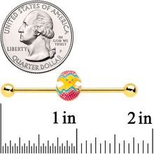 Load image into Gallery viewer, 14G Gold Tone Red Fancy Easter Chick Industrial Barbell 38mm