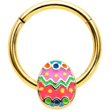 Load image into Gallery viewer, 16G 3/8 Gold Tone Funky Painted Easter Egg Hinged Segment Ring