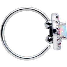 Load image into Gallery viewer, 20G 5/16 White Synthetic Opal Glam Oval Nose Hoop