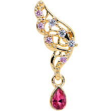 Load image into Gallery viewer, 16G 1/4 Clear Red Gem Gold Tone Airy Wing Cartilage Tragus