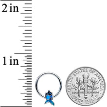 Load image into Gallery viewer, 16G 3/8 Blue Synthetic Opal Blue Tail Mermaid Hinged Segment Ring