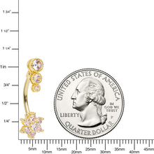 Load image into Gallery viewer, Clear CZ Gem Gold Tone Triple Drop Flower Belly Ring