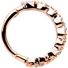 Load image into Gallery viewer, 16G 3/8 Clear CZ Gem Rose Gold Tone Textured Hinged Segment Ring