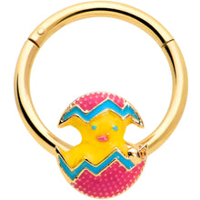 Load image into Gallery viewer, 16G 3/8 Gold Tone Fancy Easter Chick Hinged Segment Ring