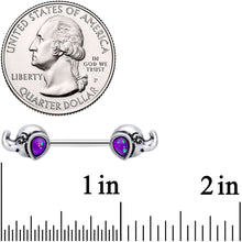 Load image into Gallery viewer, 14G 9/16 Blue Faux Opal Elegant Elephant Barbell Nipple Ring Set