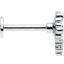 Load image into Gallery viewer, 16G 5/16 Clear CZ Gem Purple White Flower Labret Monroe Tragus