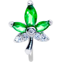 Load image into Gallery viewer, 20G 5/16 Clear Green Gem Pot Leaf Nose Hoop