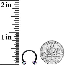 Load image into Gallery viewer, 16G 3/8 Aurora Gem Black Banded Horseshoe Circular Barbell