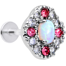 Load image into Gallery viewer, 16G 5/16 White Synthetic Opal Glam Oval Labret Monroe Tragus