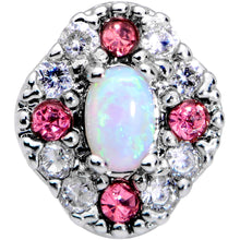 Load image into Gallery viewer, 16G 5/16 White Synthetic Opal Glam Oval Labret Monroe Tragus