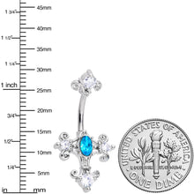 Load image into Gallery viewer, Clear Blue Gem Renaissance Cross Belly Ring