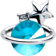 Load image into Gallery viewer, 16G 5/16 Clear Blue Gem Saturn Planet Star Labret Monroe Tragus