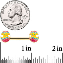Load image into Gallery viewer, 14G 9/16 Gold Tone Red Fancy Easter Chick Barbell Nipple Ring Set