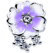Load image into Gallery viewer, 20G 1/4 Clear CZ Gem Purple White Flower Nose Bone