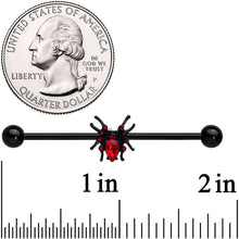 Load image into Gallery viewer, 14G Red Gem Black Sexy Spider Halloween Industrial Barbell 38mm
