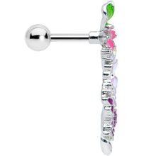 Load image into Gallery viewer, 16G 1/4 Clear CZ Gem Flower Purple Butterfly Cartilage Tragus