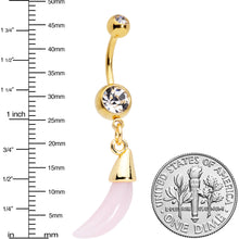 Load image into Gallery viewer, Clear Pink Gem Gold Tone Crescent Stone Hippie Dangle Belly Ring