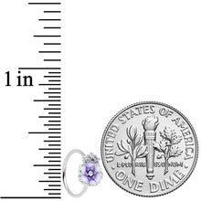 Load image into Gallery viewer, 20G 5/16 Clear CZ Gem Purple White Flower Nose Hoop