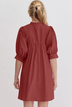 Load image into Gallery viewer, Pink Puff Sleeve Mini Dress Casual and Feminine Dress for Women Simple Classic Summer Dress