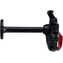 Load image into Gallery viewer, 16G 5/16 Red Gem Black Spider Halloween Labret Monroe Tragus