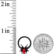 Load image into Gallery viewer, 16G 3/8 Red Gem Black Spider Halloween Hinged Segment Ring