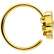 Load image into Gallery viewer, 20G 5/16 Clear CZ Gem Green Butterfly Gold Tone Insect Nose Hoop