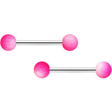 Load image into Gallery viewer, 14G 9/16 Pink White Ombre Soft Finish Barbell Nipple Ring Set