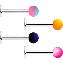 Load image into Gallery viewer, 16G 5/16 Pink Yellow Blue Ombre Soft Finish Labret Tragus Set of 4