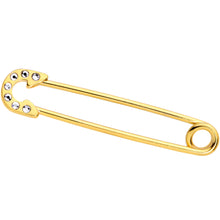 Load image into Gallery viewer, 14G Clear Gem Gold Tone Punk Safety Pin Industrial Barbell 38mm