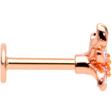 Load image into Gallery viewer, 16G 1/4 Green CZ Gem Rose Gold Tone Bold Flower Labret Tragus