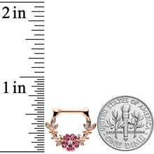 Load image into Gallery viewer, 16G 5/16 Pink Gem Rose Gold Tone Heart Flower Cartilage Clicker