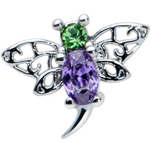 Load image into Gallery viewer, 16G 1/4 Green Purple Gem Dragonfly Cartilage Tragus Earring